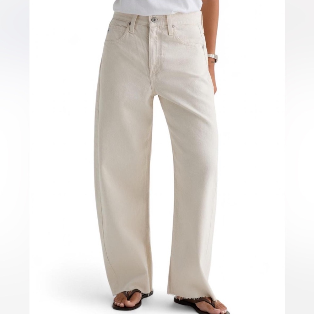 AG Adriano Goldschmied Women's Barrel Leg Cream Jeans